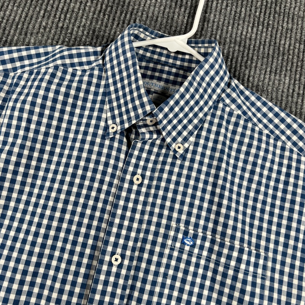 Southern Tide Shirt Mens Medium Blue Check Long Sleeve Button Down Casual